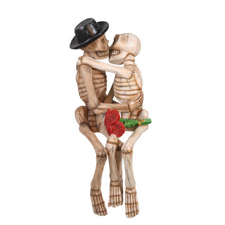KISSING SKELETON ON A BENCH