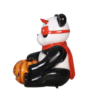 Evil Panda Holding Spooky Pumpkin