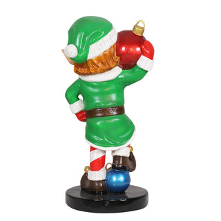 ELF BOY HOLDING ORNAMENT BALL