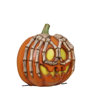 PUMPKIN WITH SKELETON HANDS w. light